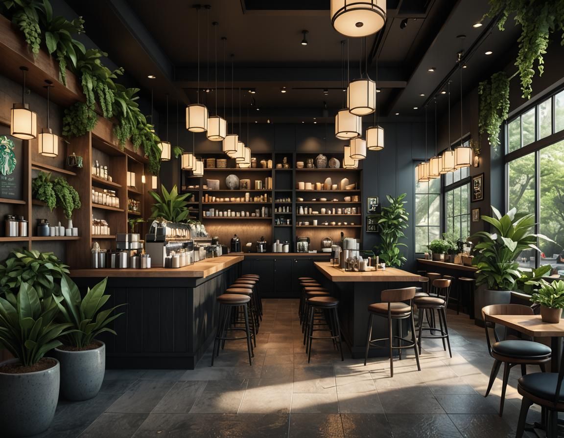 Cold cool clean corporate japanese Starbucks coffee cafe lou...