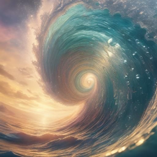 Colorful Tsunami Wave Fantasy Digital Art