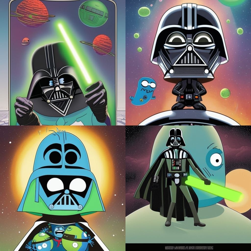 Darth Vader transforming into avocado with Mr meeseeks in sp...