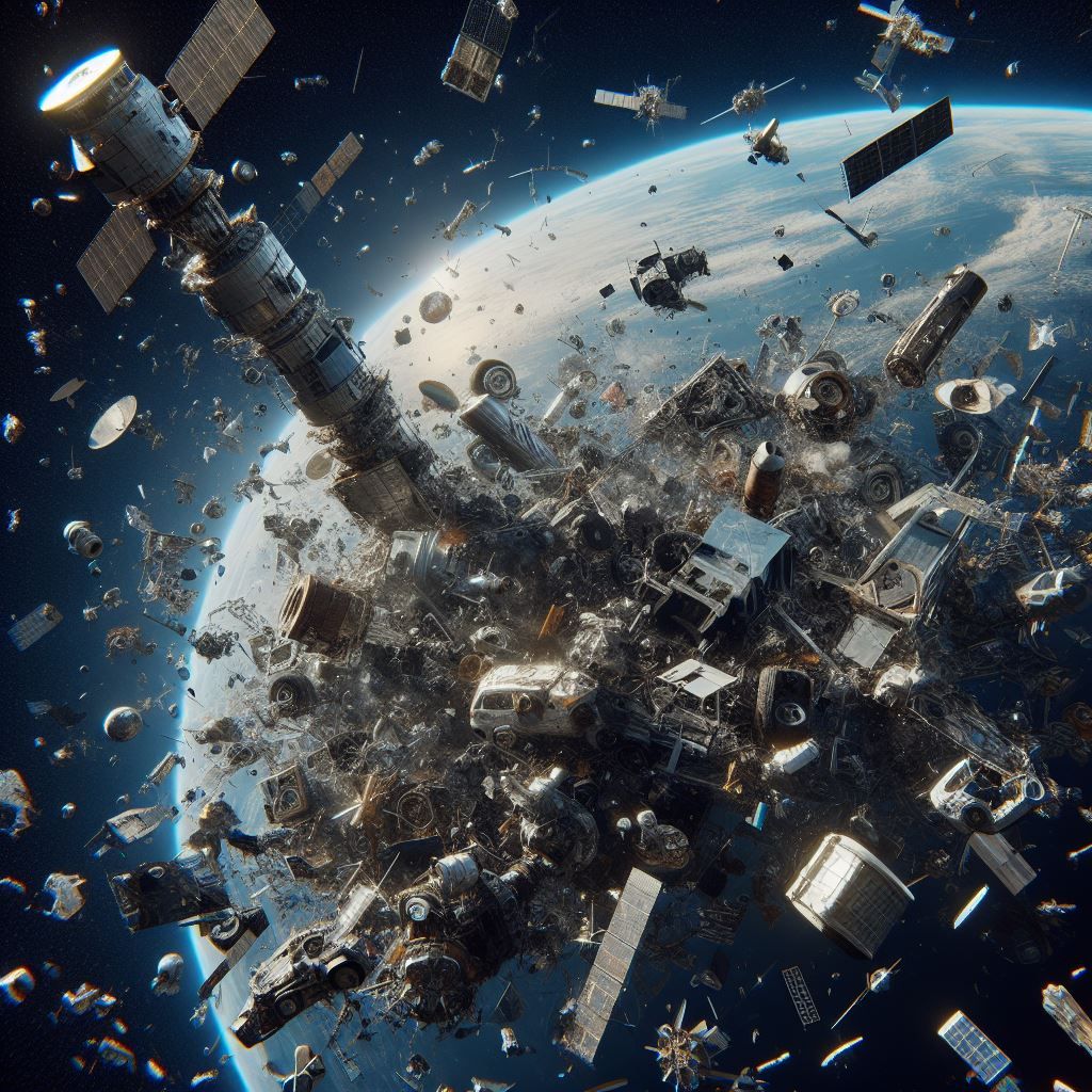 Lost in space, debris field, satellites,