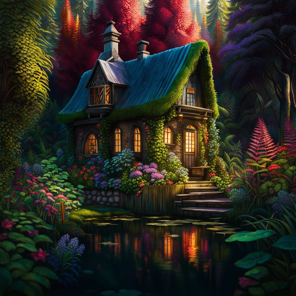 Cosy cottage in the woods - AI Generated Artwork - NightCafe Creator