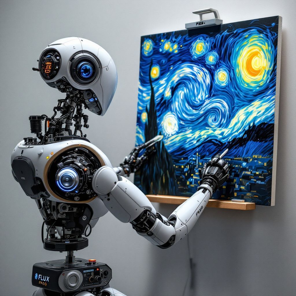 ​The image of Flux Pro 1.1 remaking the famous artwork 'The Starry Night' by Vincent van Gogh has been created. You can ...