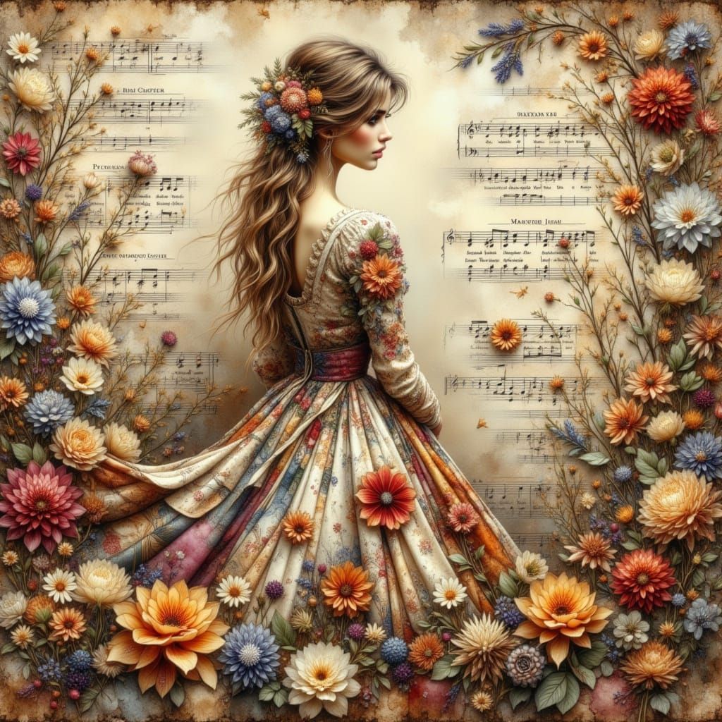 Made of vintage sheet music  by @VERI ART