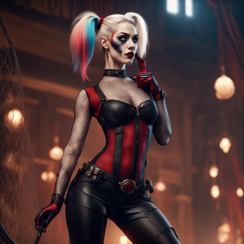 Harley Quinn as a gorgeous woman in netting bodysuit :: phot...