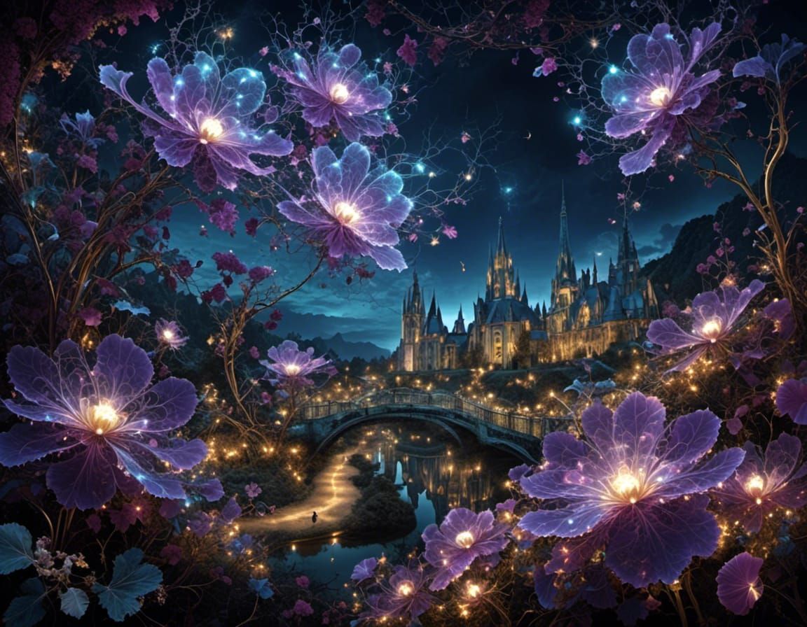 Fairytail castle <lora:Bioluminescent craft:1.0> 