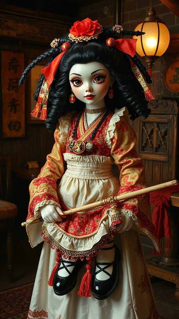 Cyberpunk Holographic Portrait of a Lady in a Post-Apocalypt...