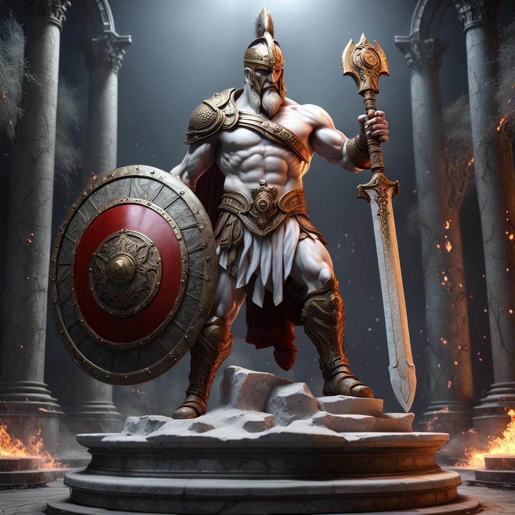 Ares God of War Marble Statue on Olympus