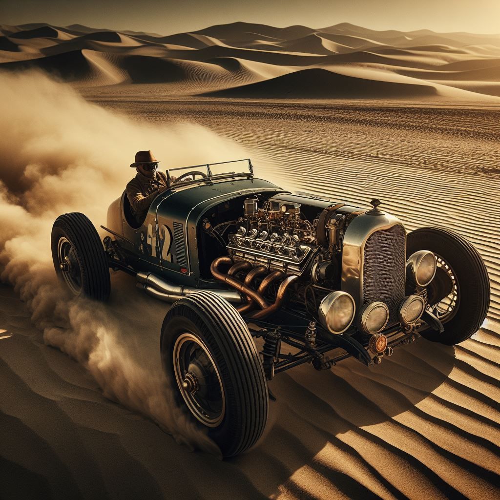 OldTimer Racing In the Desert with a V8 Engine