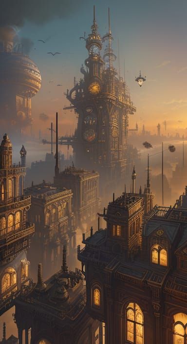 Steampunk scene. Victorian