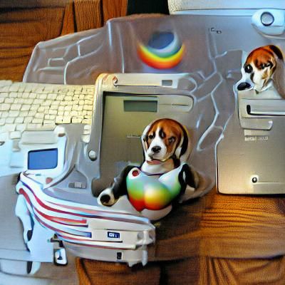 Pregnant cyborg beagle gives birth to tiny rainbow Macintosh...