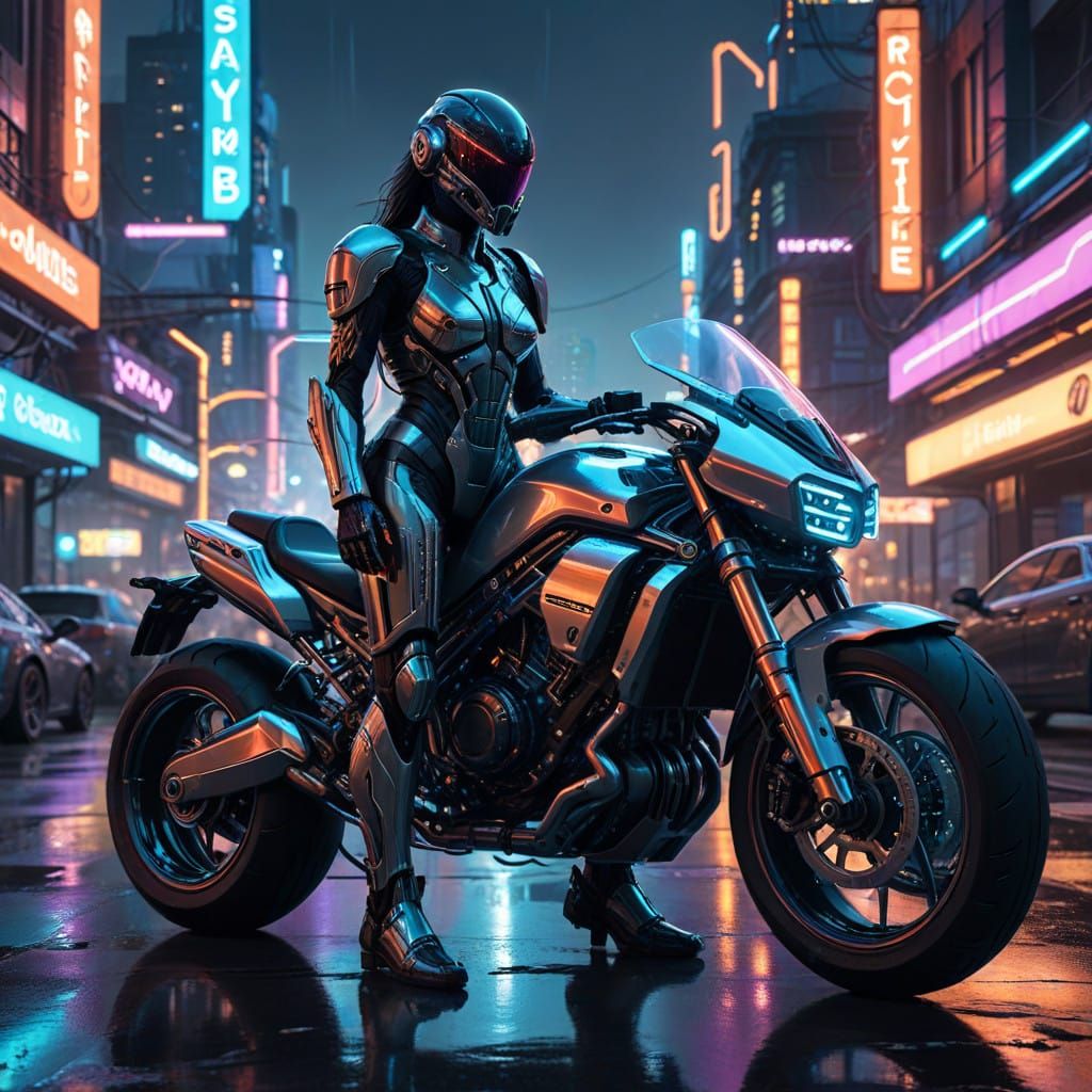 Cyborg in Neon Dystopia