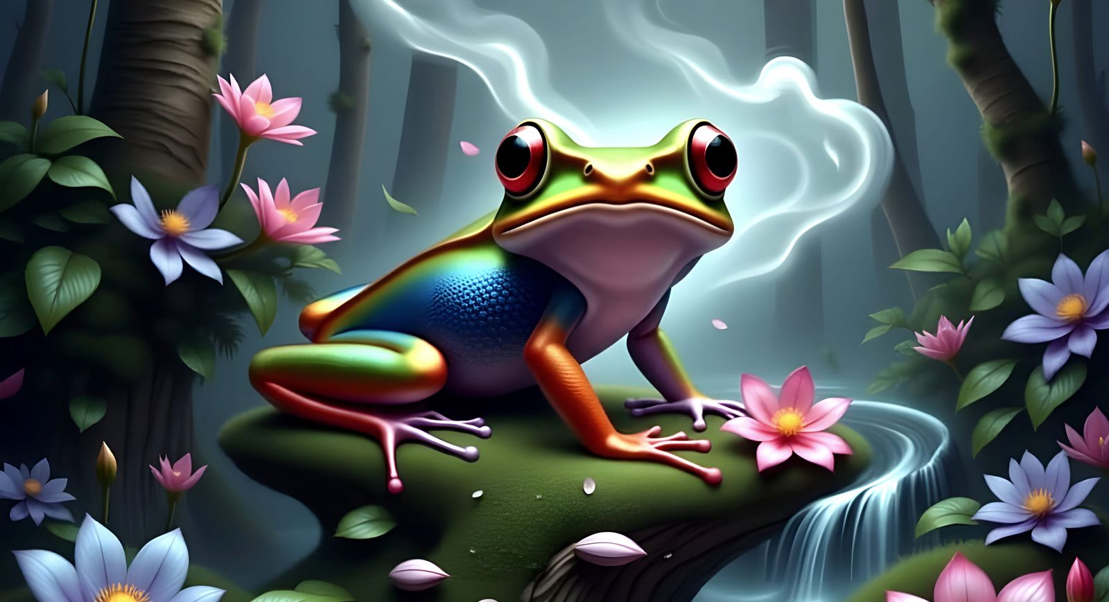 Surreal Smoke Tree Frog in Abstract Nature Art