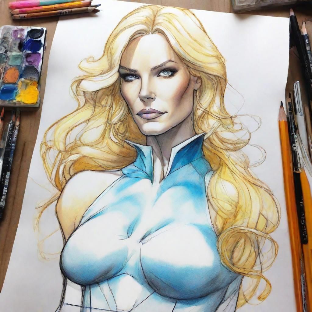 A striking work-in-progress artwork, capturing the close-up ...