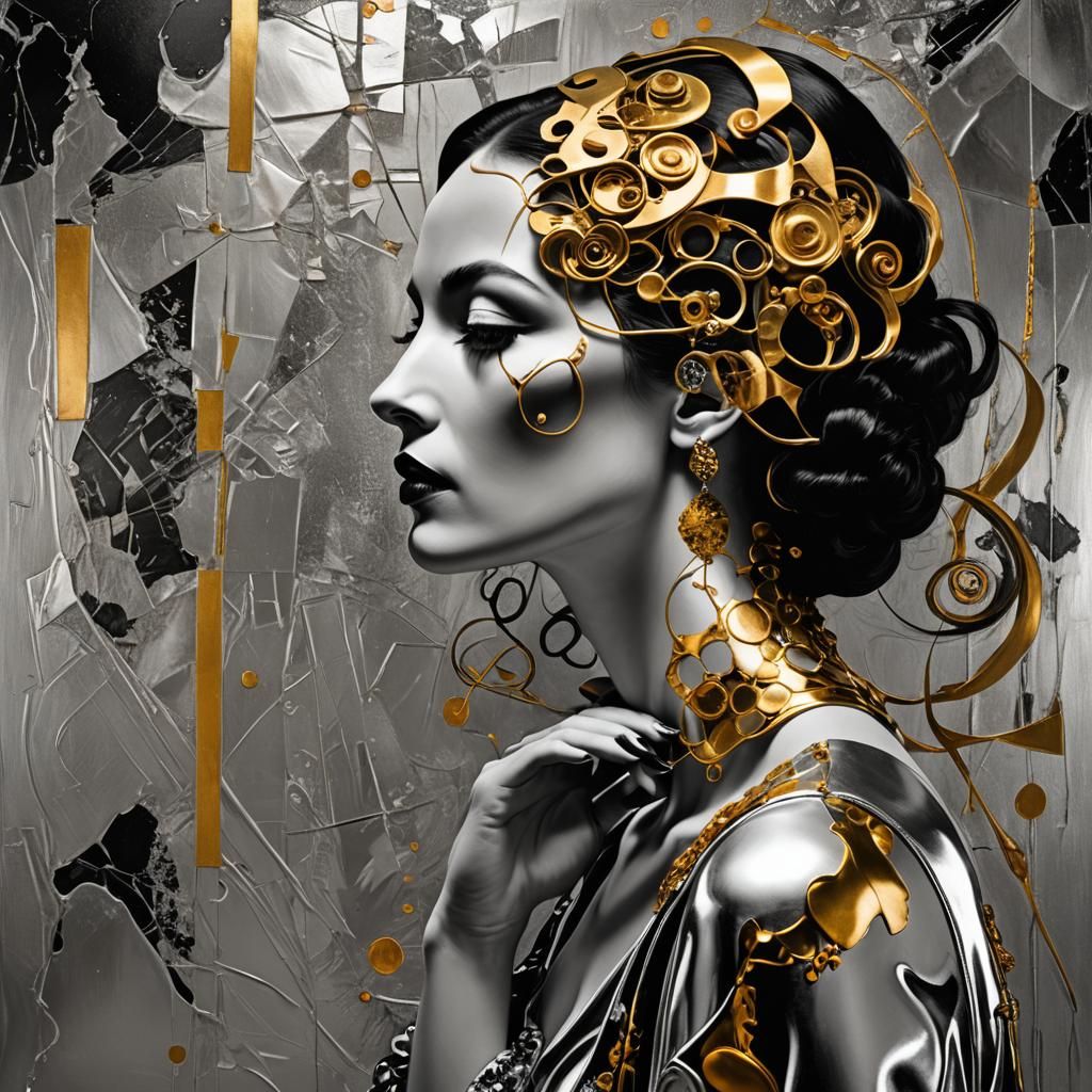 Surreal Portrait in Art Deco Style