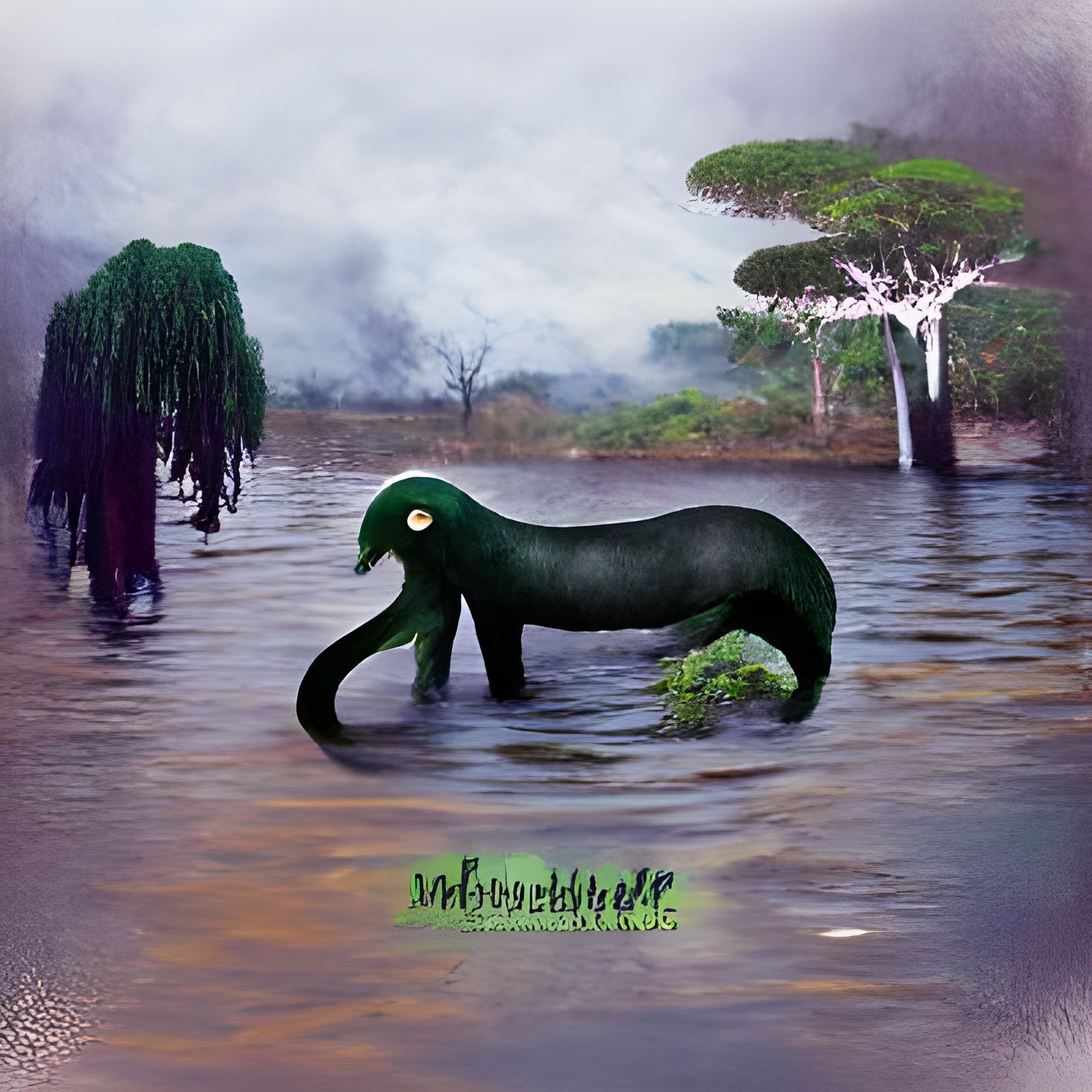 Mokele mbembe Crytpid' Poster, picture, metal print, paint by Jorn