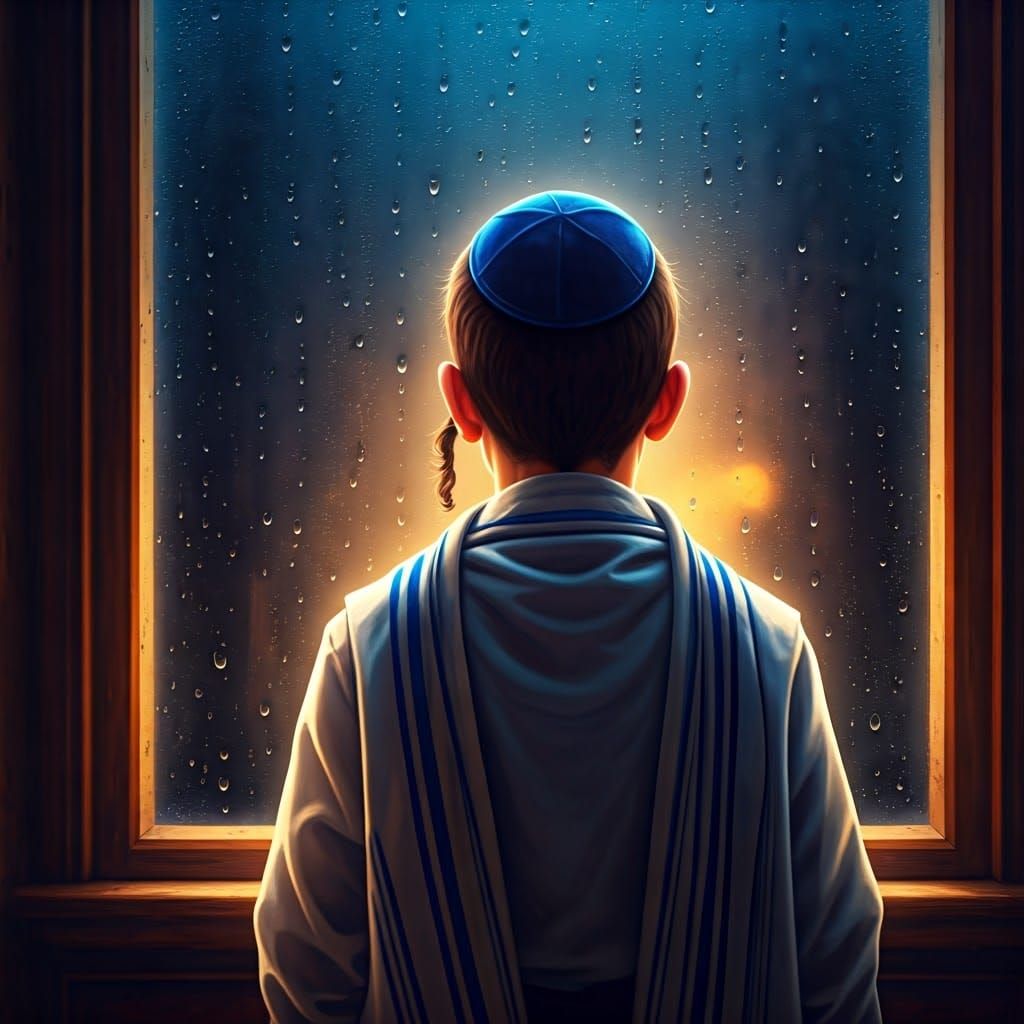 Boy Lost in Thought by Rainy Window