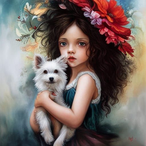 A Girl and her Dog - AI Generated Artwork - NightCafe Creator