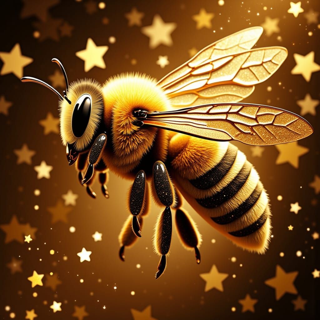 <lora:Art Duced:1.0> A BEE "The spectral tale of a Slavic Navka is told through an arcane mosaic of mirrored glass, resin, and ceramic fragm...