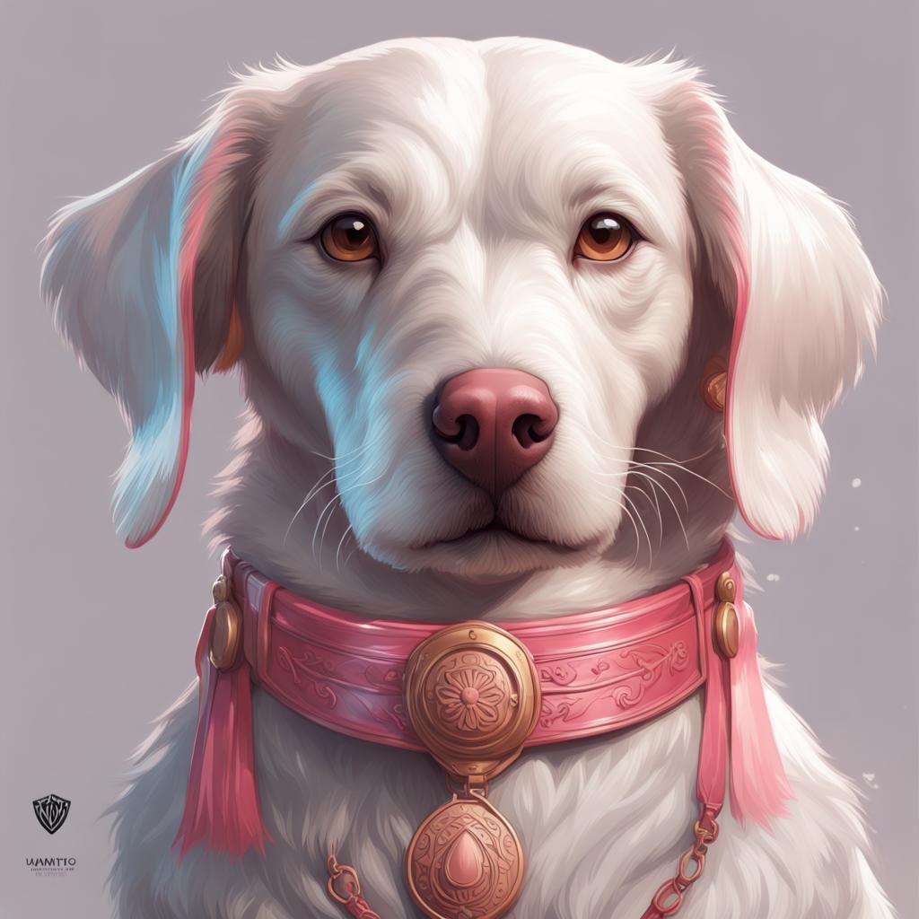 perrito blanco chiquito con una correa rosa