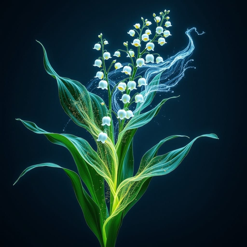 <lora:Neuroglow Synapsis:1.0> lily of the valley, Neuroglow Synapsis
