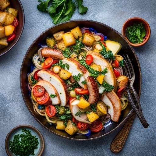 Turnip Green and Sausage Breakfast Hash Sauté diced turnip greens with