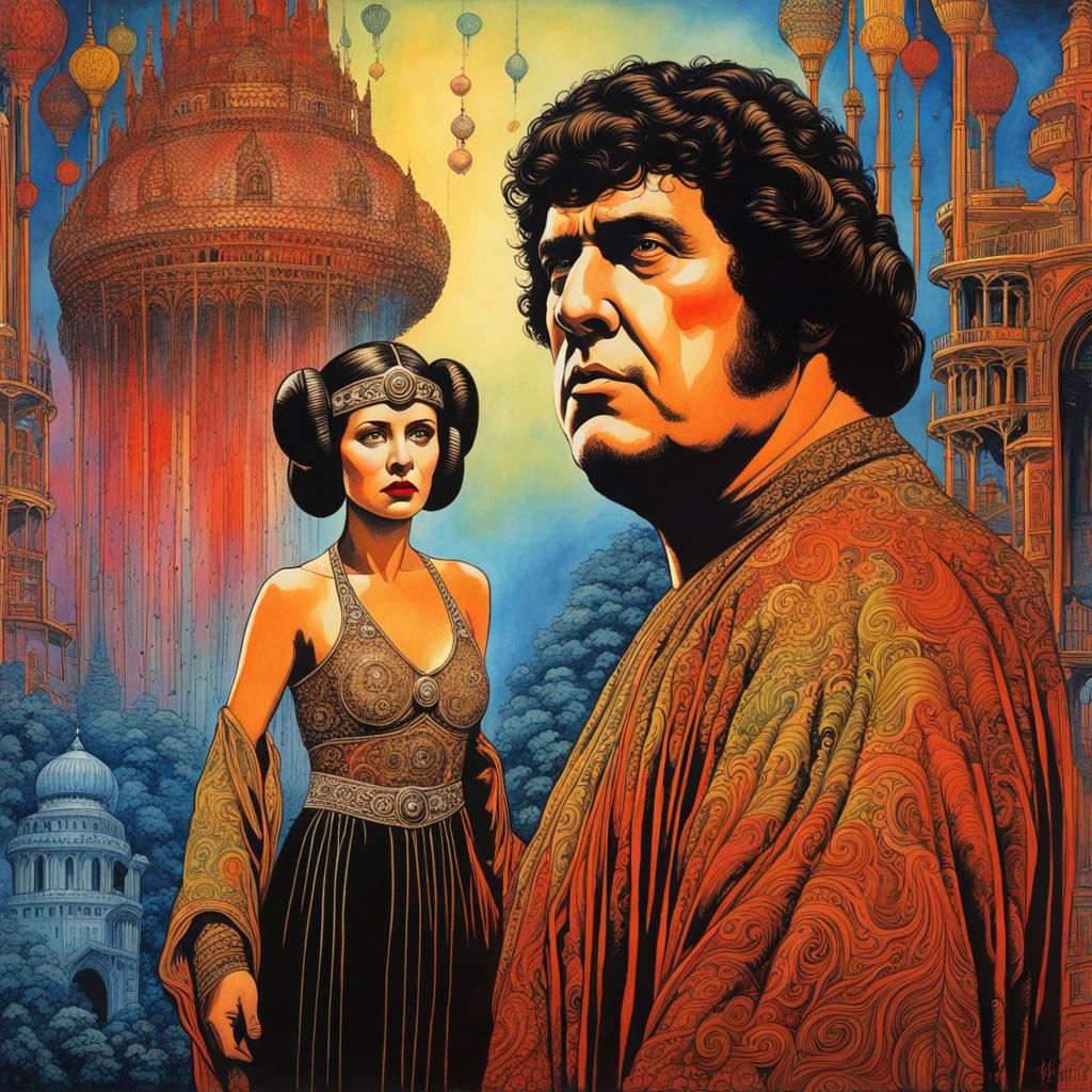 Princess Leia and Andre the Giant - AI Generated Artwork - NightCafe ...