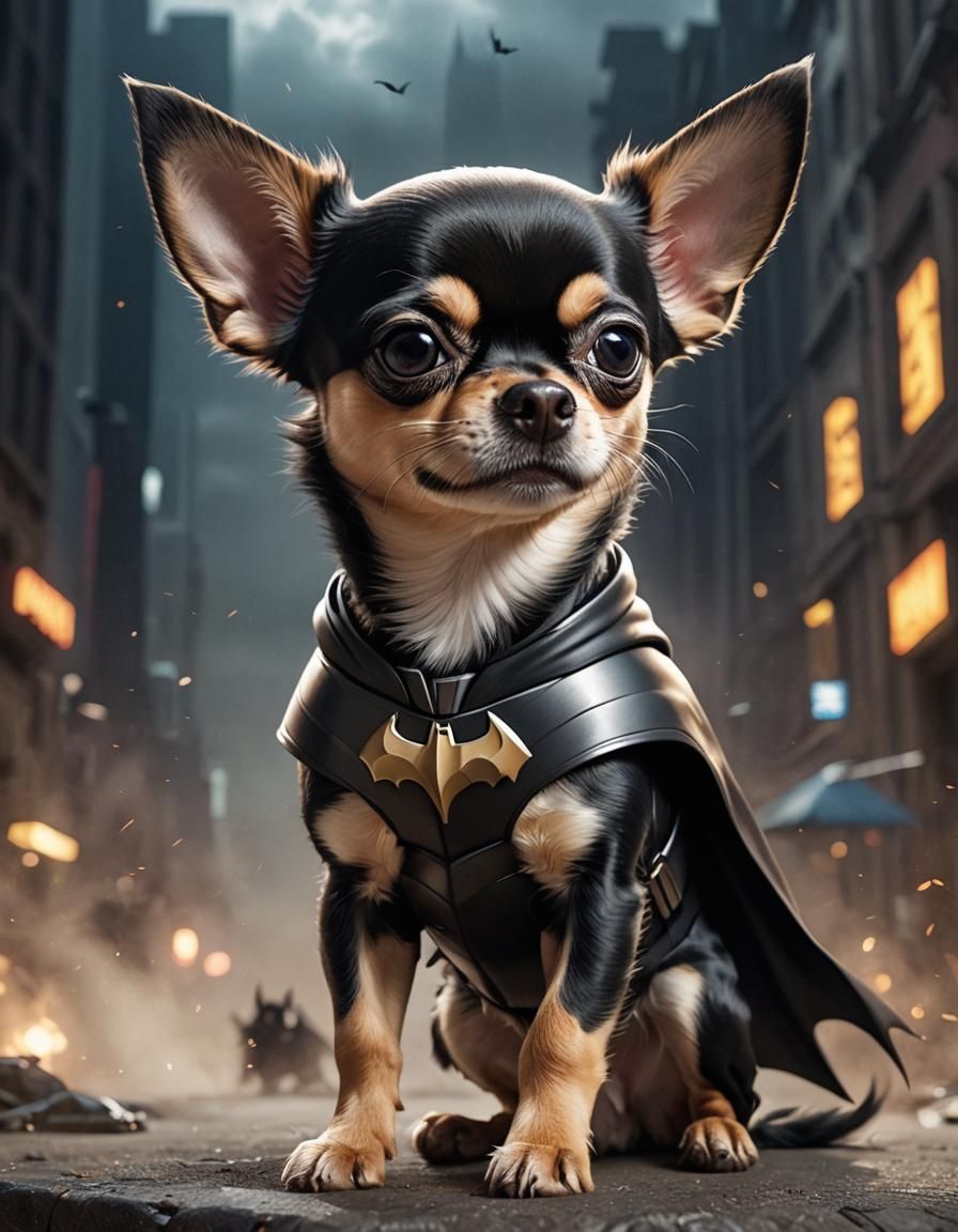Animal as Superheroe Realistic chihuahua as batman, by artgerm. Epic cinematic brilliant stunning intricate ...  by @Lennis