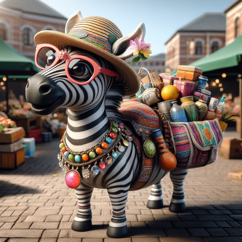 Zebra shopping at Green Market Square