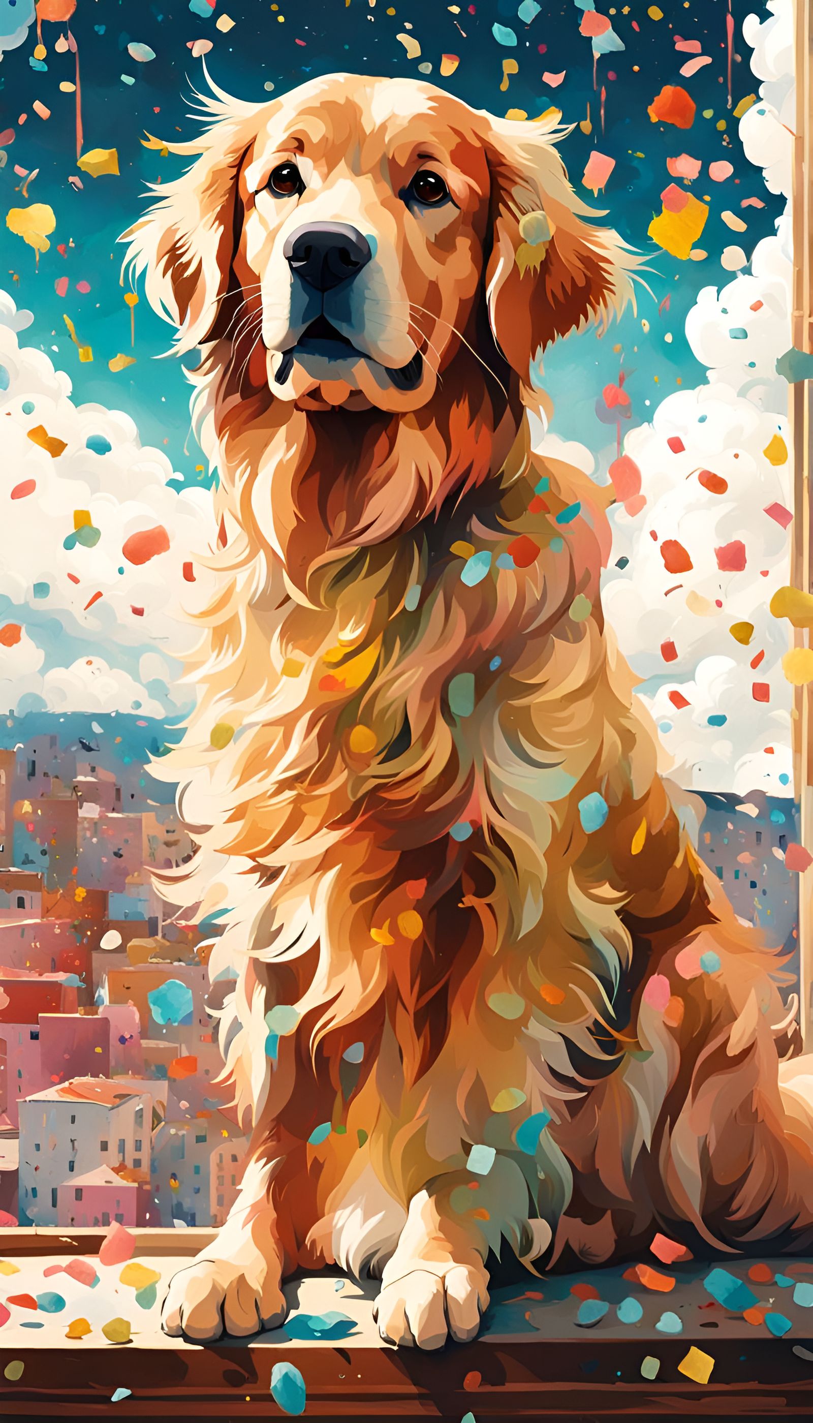 Golden Retriever with Confetti 2