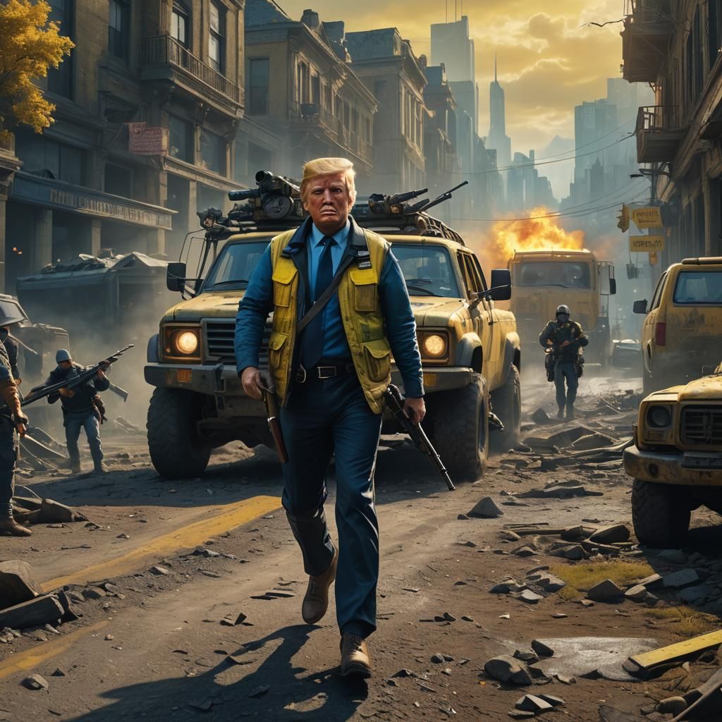 Donald Trump in Fantasy Trucker Photo, Matte Painting