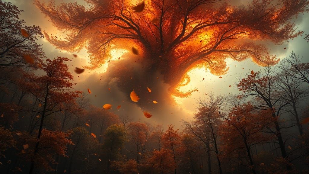 A wind creature created from raging winds of autumn colors. The wind is a creature made from clouds and ...  by @Mr Classics
