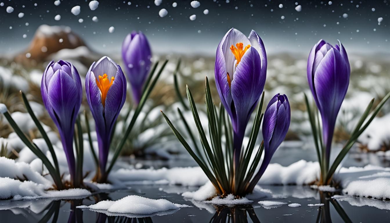 A sneezepunk space-time., a crocus peeks throug  by @Eric