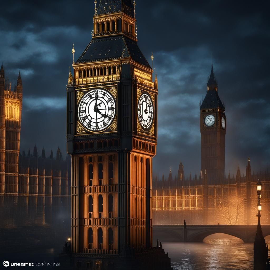 The “big ben” bell at night