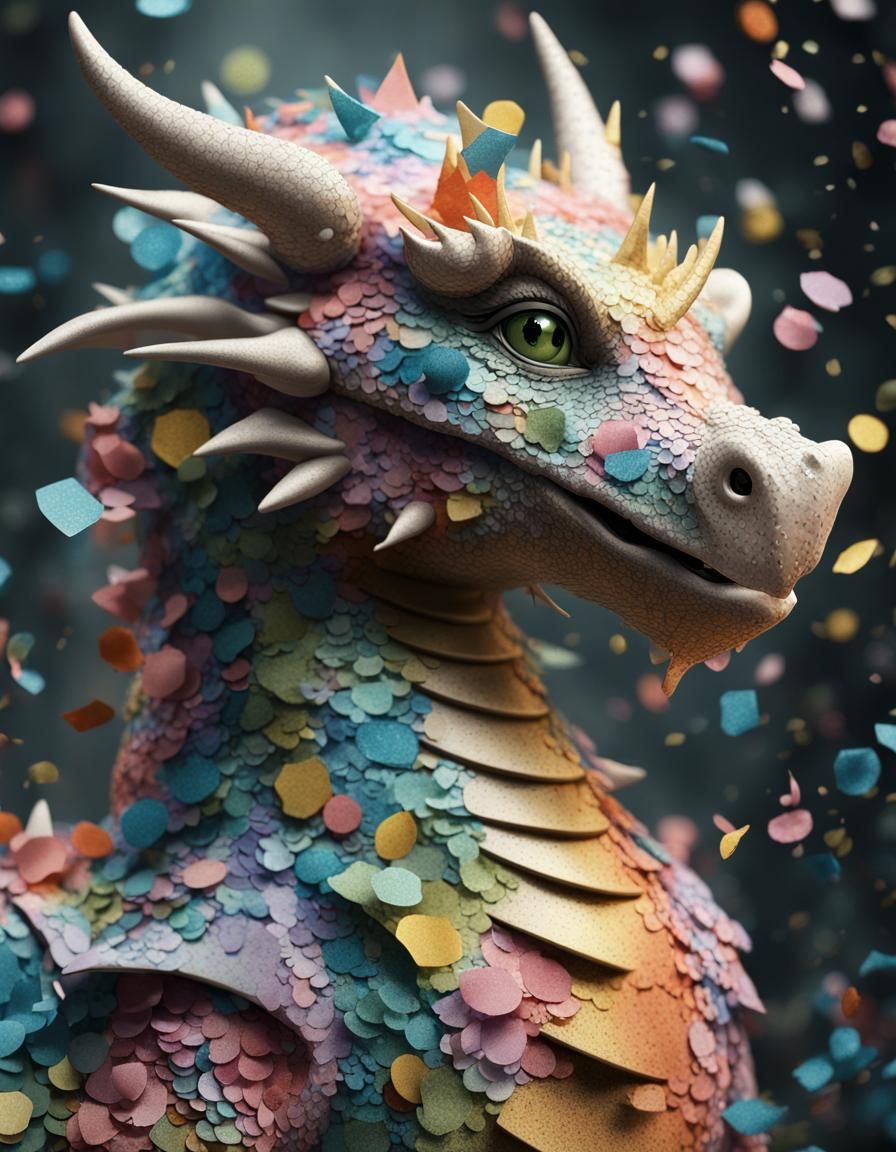 a dragon made from colorful confetti  by @Harmanna