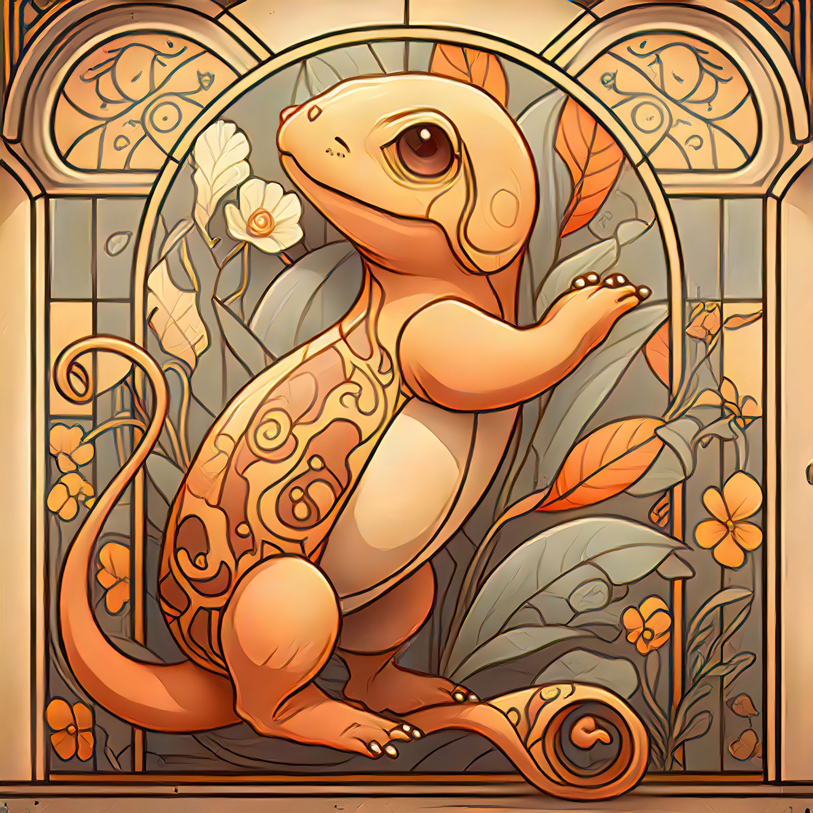 Charmander Pokemon art nouveau