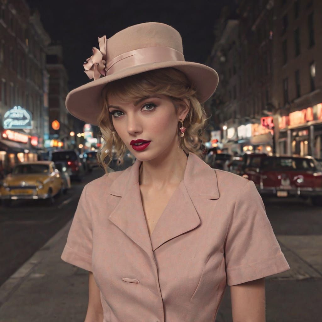 Beautiful 1950s Woman With Pink Clothes 👗👠🌸