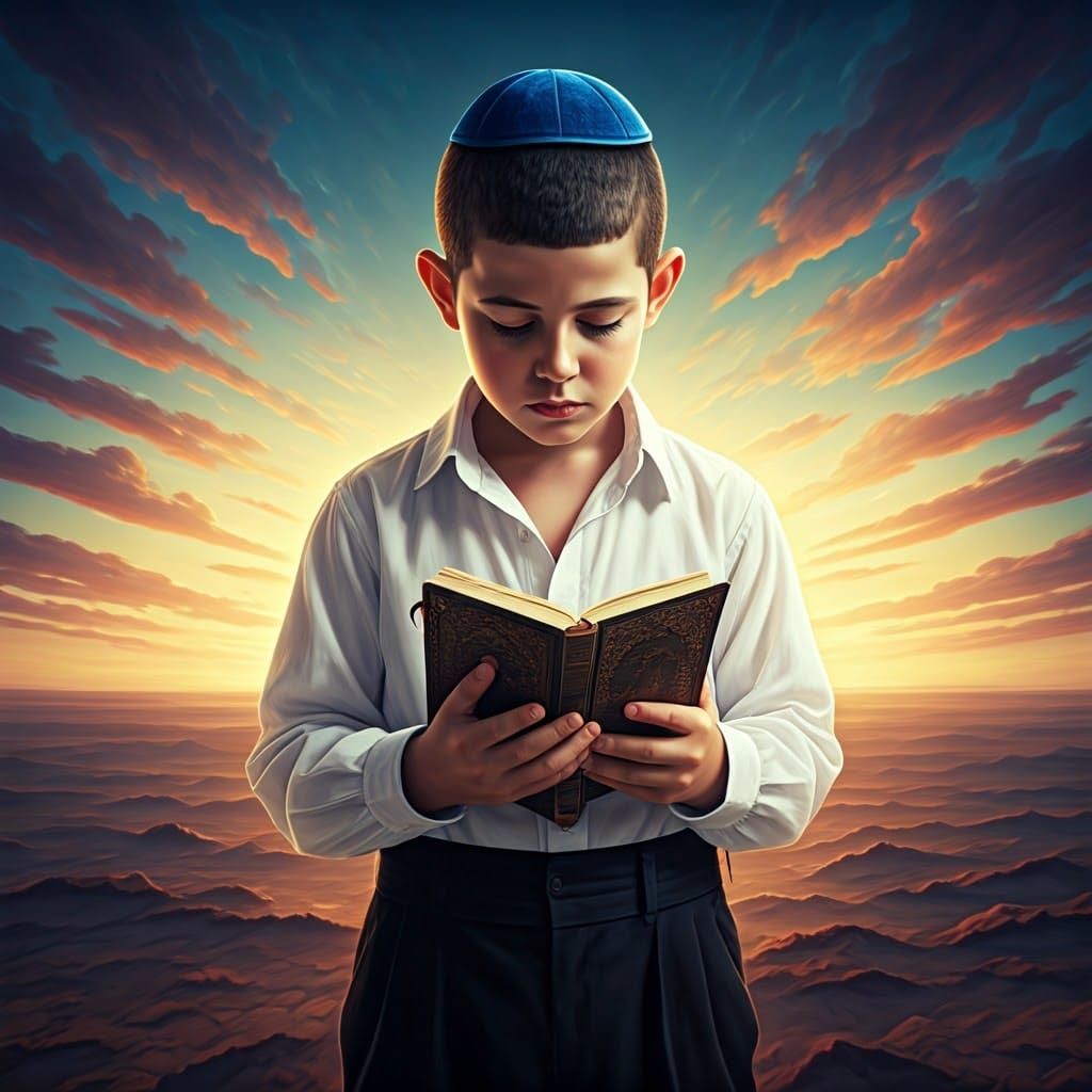 Boy Praying in Vibrant Fantasy Concept Art