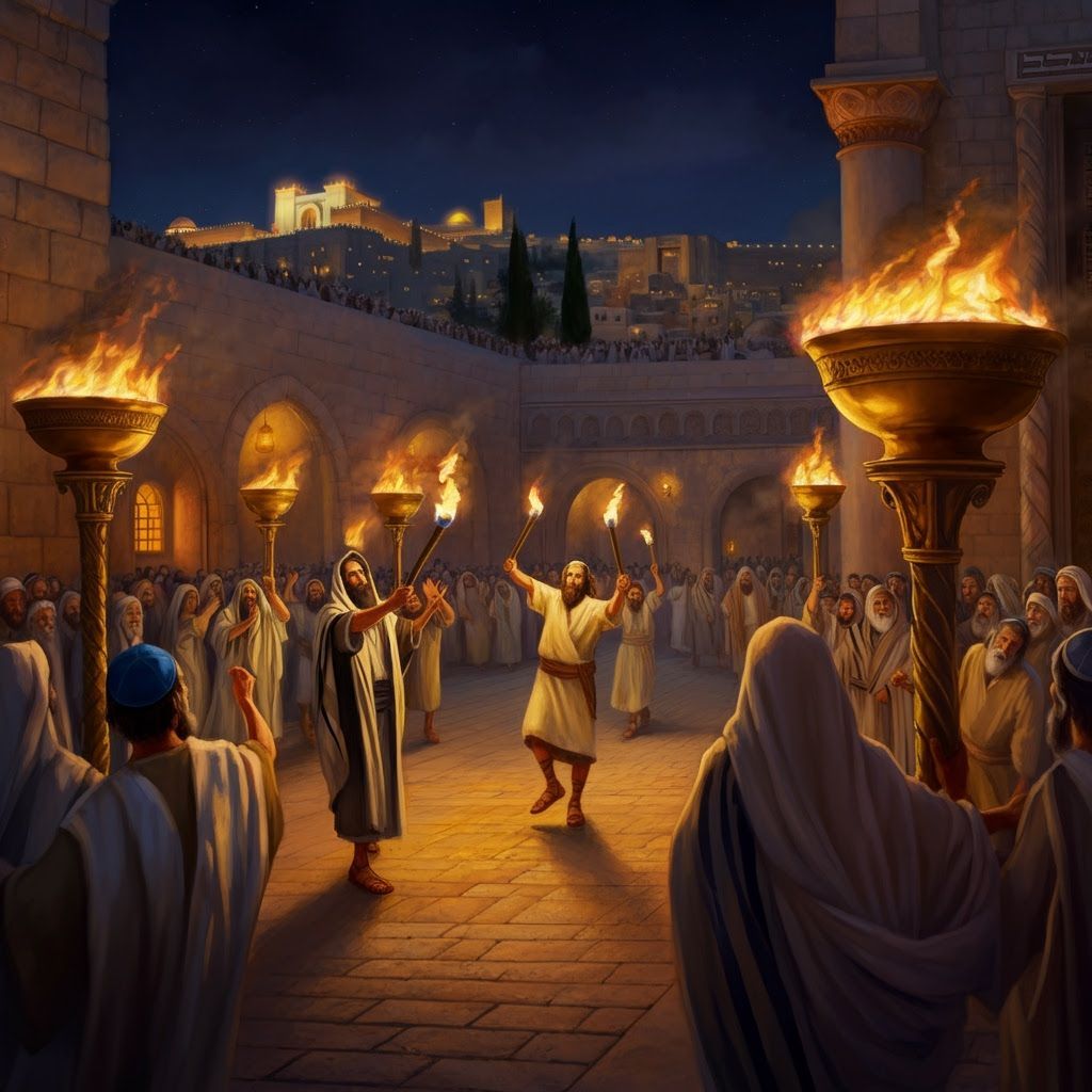 Jerusalem Temple Radiance: Night Celebration with Torches