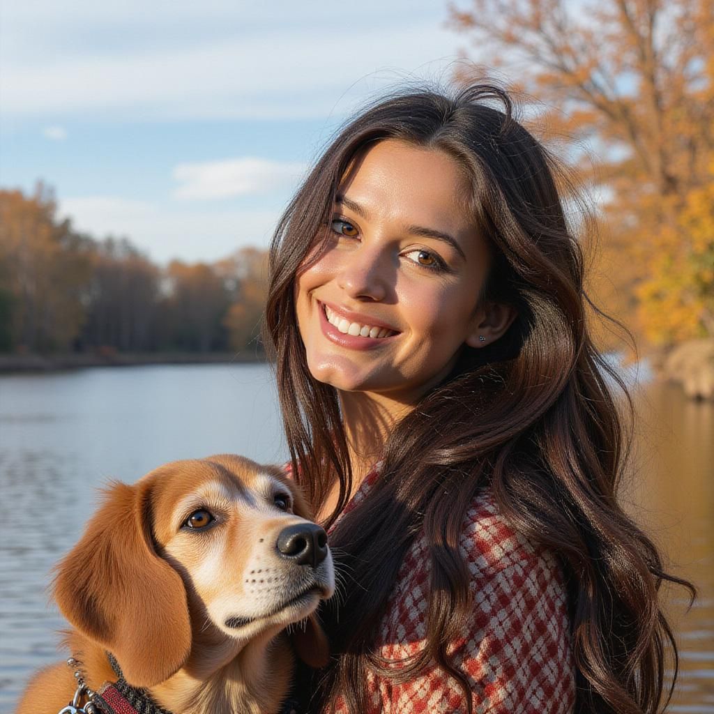 girl at the autumn lake