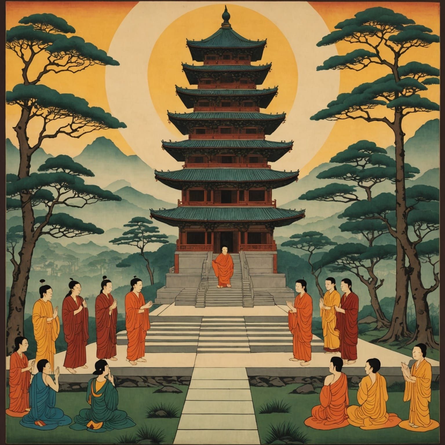 Intricate Temple Scene in Cinematic Digital Art