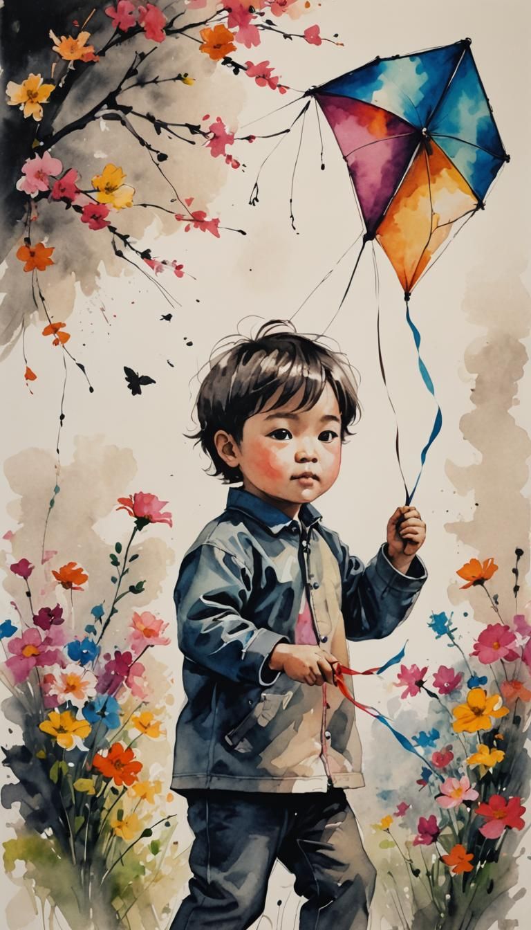 Joy of playing with the kite  by @Me May Phim