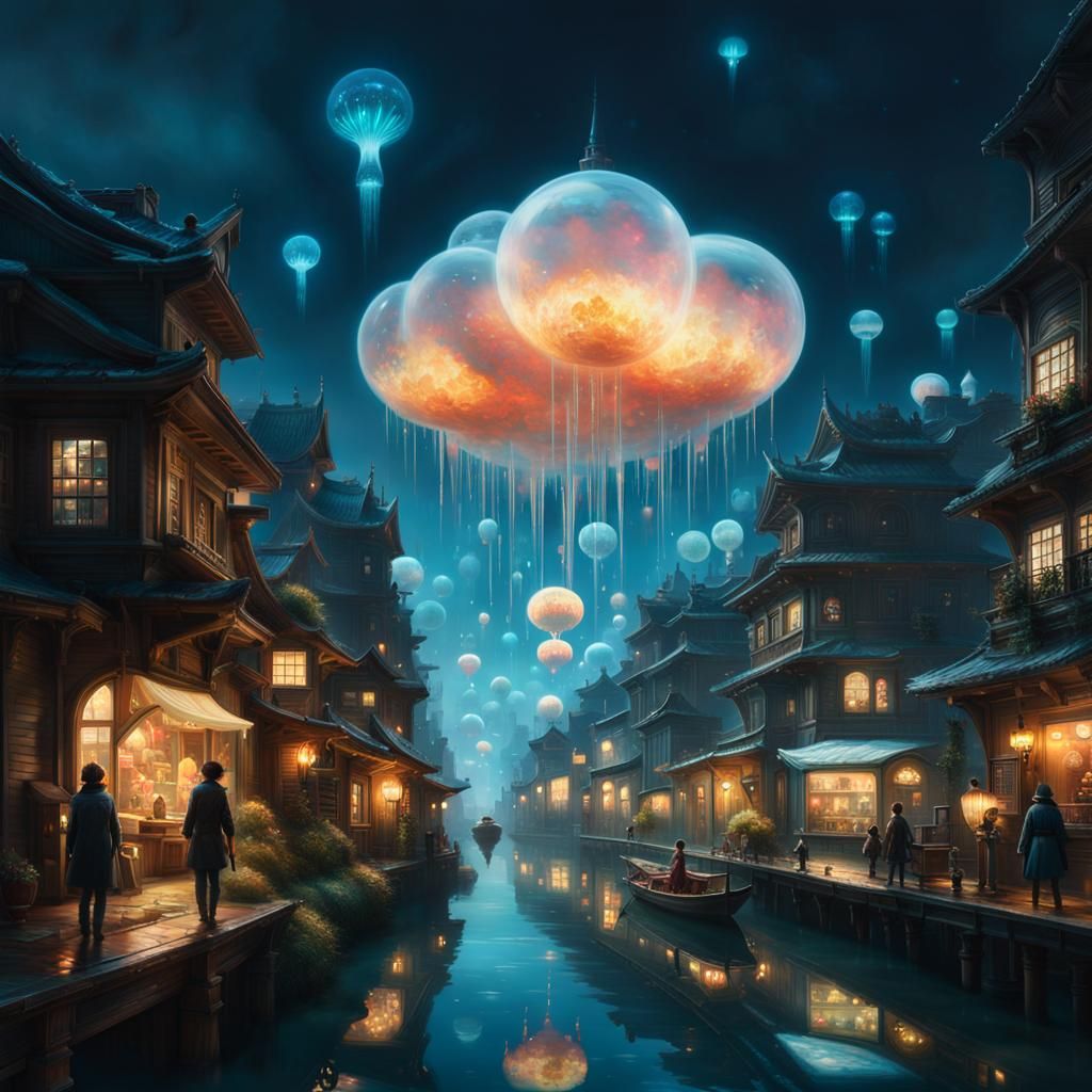 Bioluminescent City in the Clouds. - AI Generated Artwork - NightCafe ...