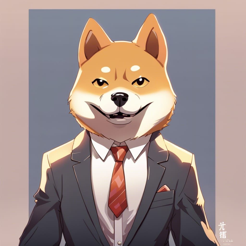 A Shiba Inu Dressed In A Suit By Artist 