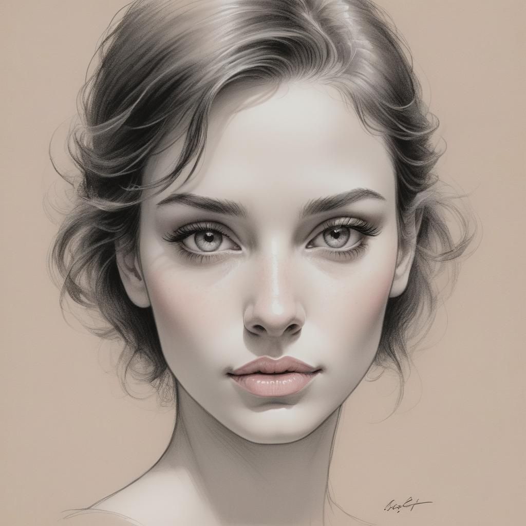 Monochrome Pencil Portrait with Soft Chiaroscuro Shading