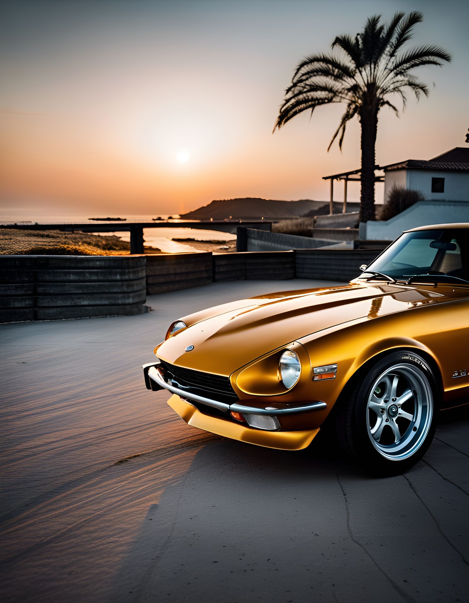 Datsun 240z at sunset - AI Generated Artwork - NightCafe Creator