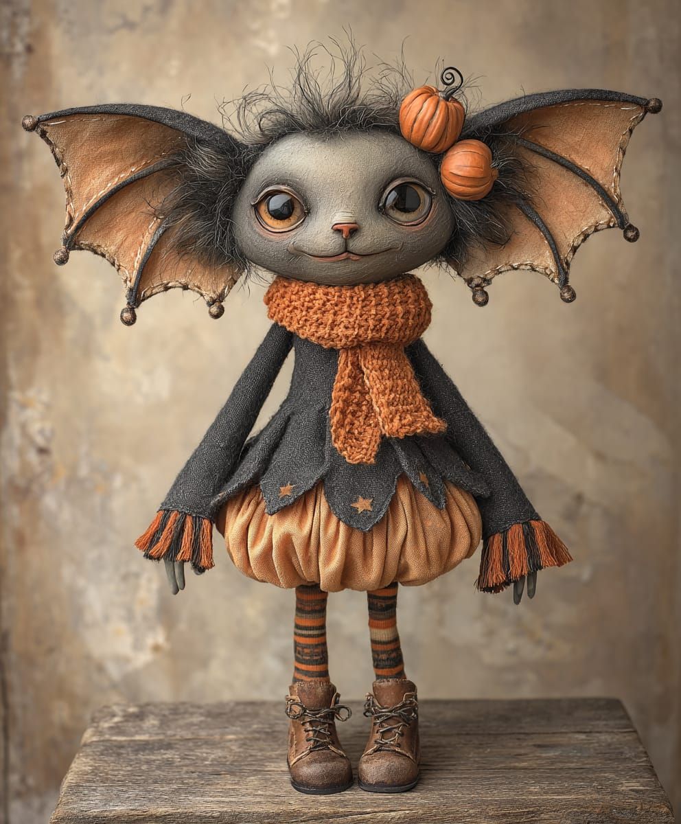 the bat doll flaps her wings and hovers in mid air