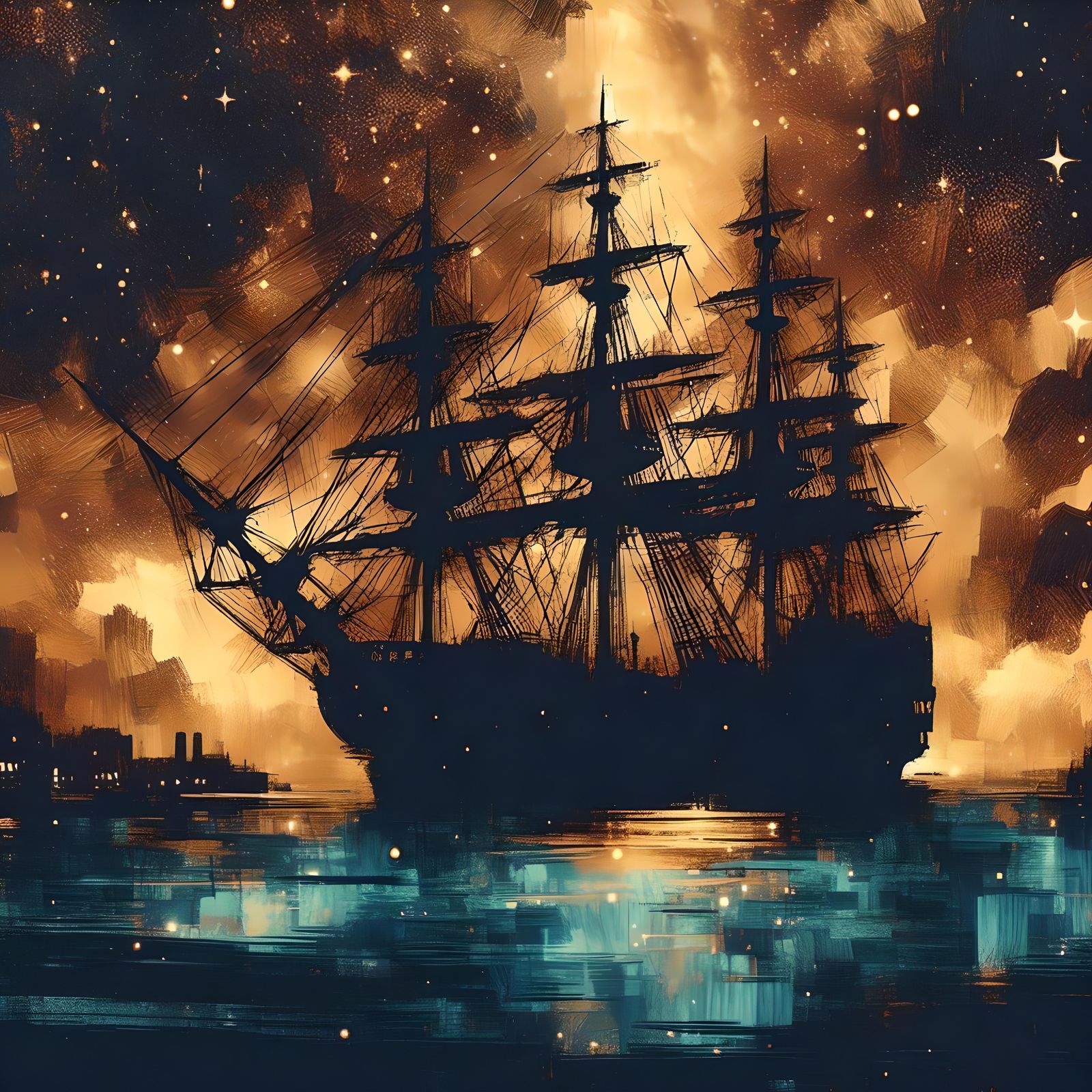 starry night at sea  by @frogfairy