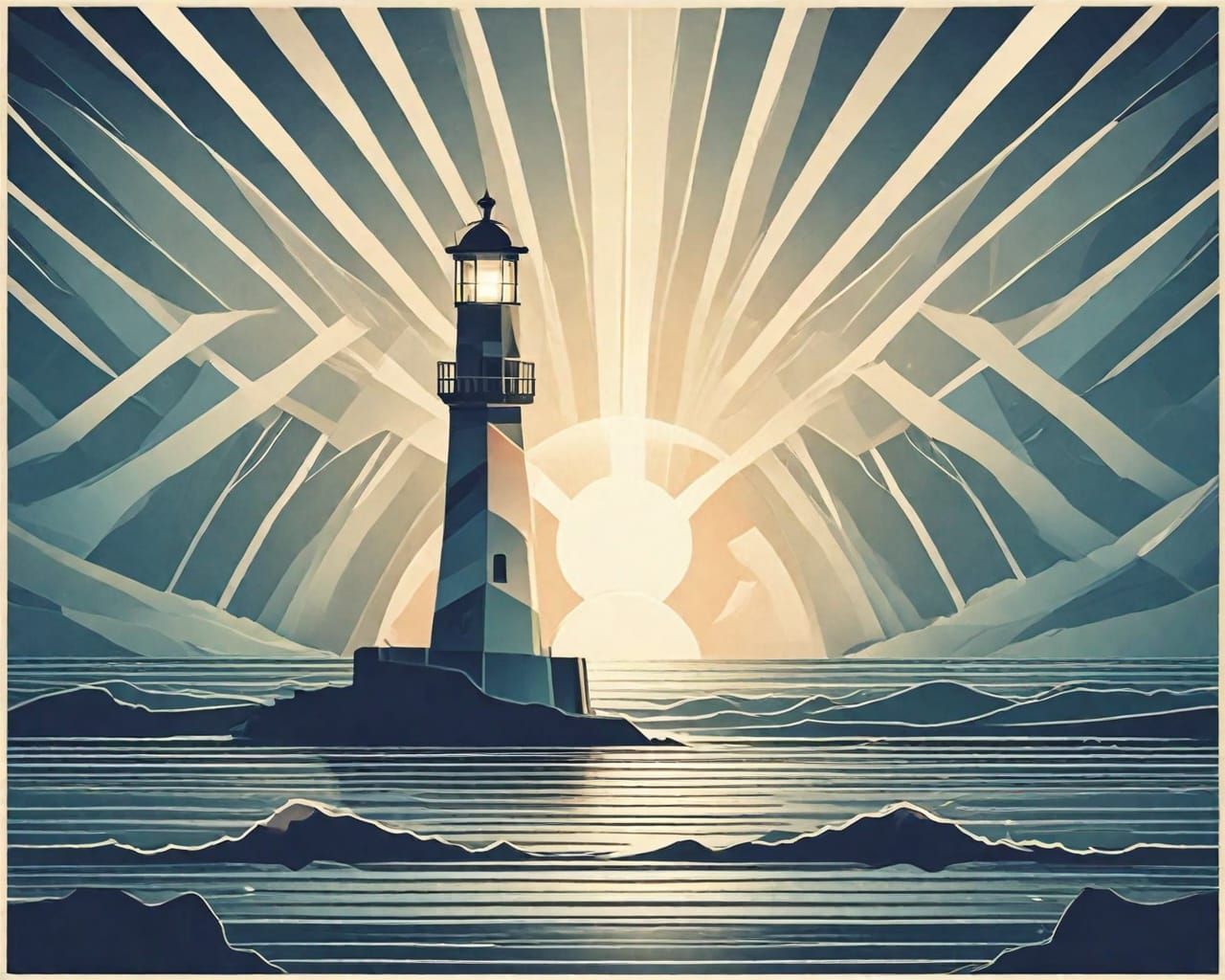 Lighthouse. Abstract scene.