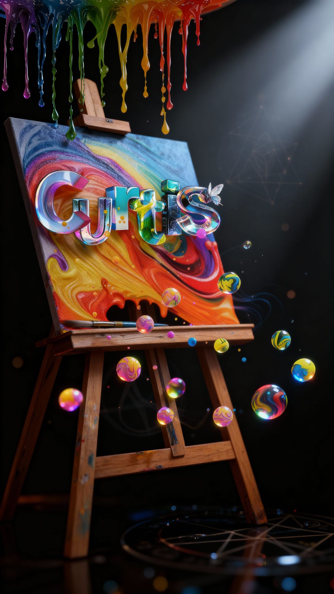 "Ultra-max 3D, hyper-realistic, cinematic masterpiece of a rainbow paint explosion — glowing, dripping, liquid rainbow colors melting from t...