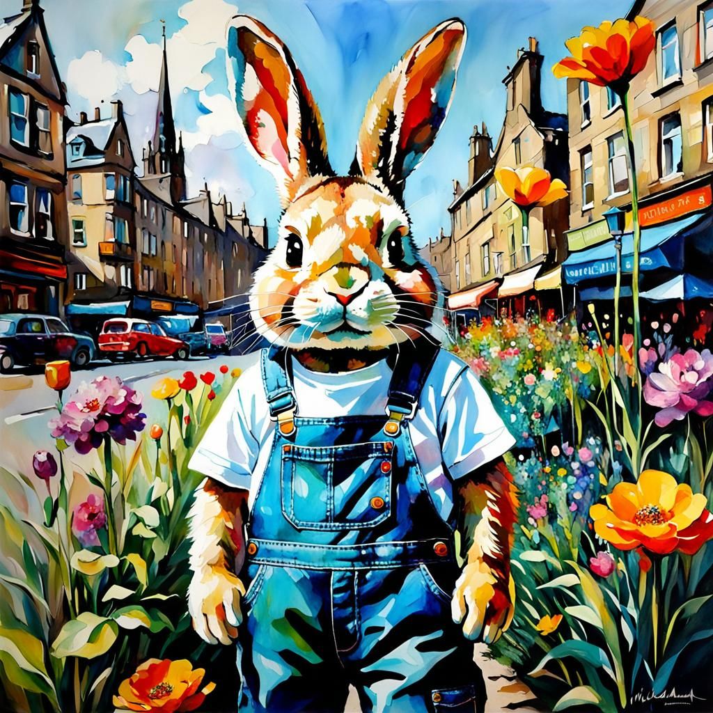 Alcohol Ink hyperdetailed textured; Edinburgh Anamorphic rab...